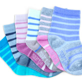 TeeHee Little Kids Cotton Fashion Crew Socks 6 Pair Pack for Girls